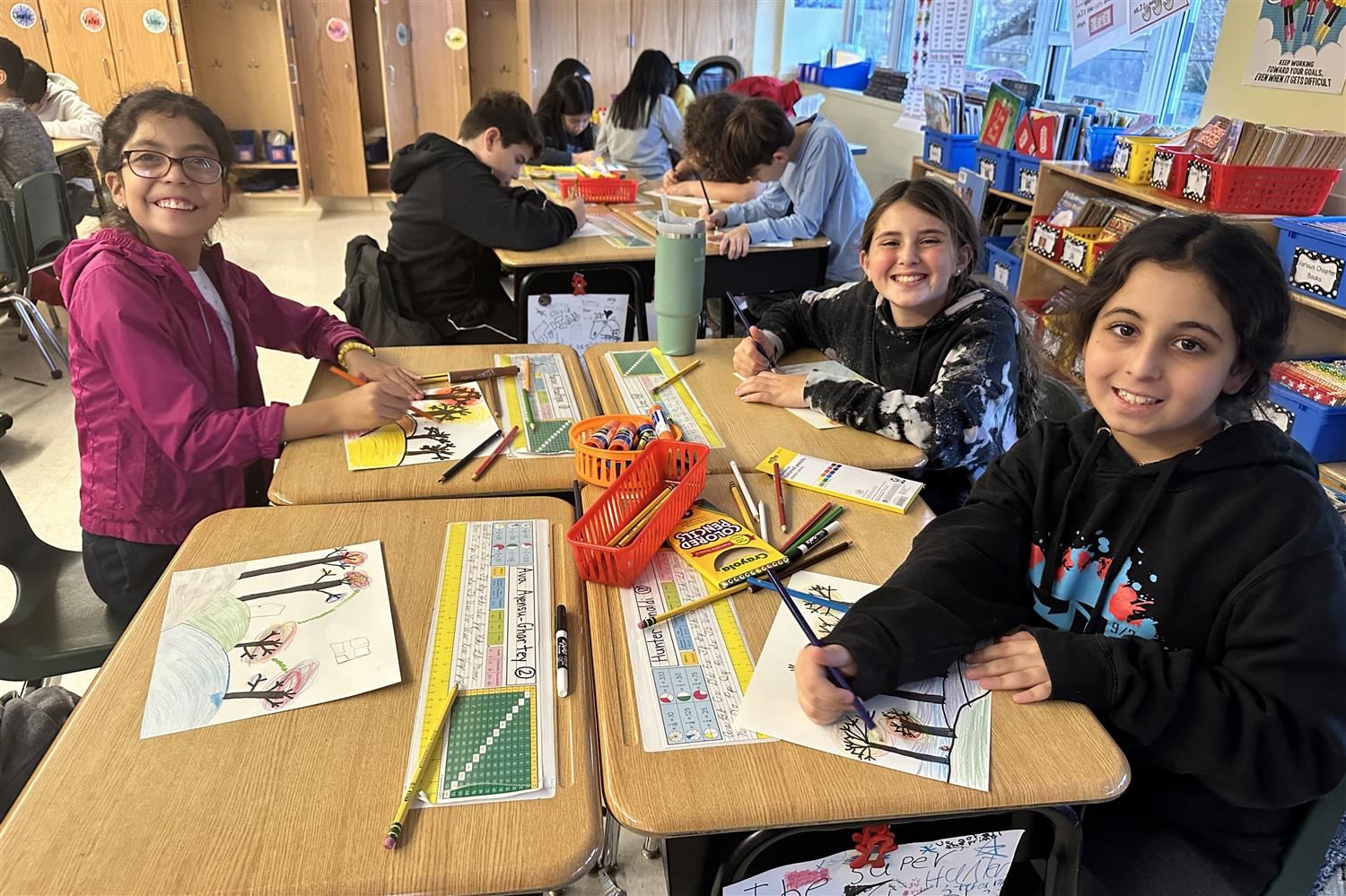 girls doing art project